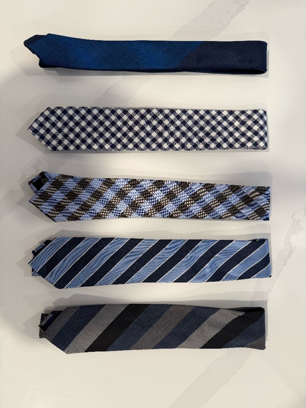 Men’s Tie Bundle — Blue, Navy & Neutral Neckties, Set of 5